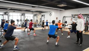 جلسة تدريبية في الأكاديمية السعودية الرياضية مع مدربين ومتدربين