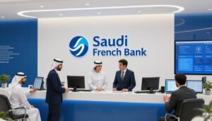 شعار البنك السعودي الفرنسي وفريق عمل محترف