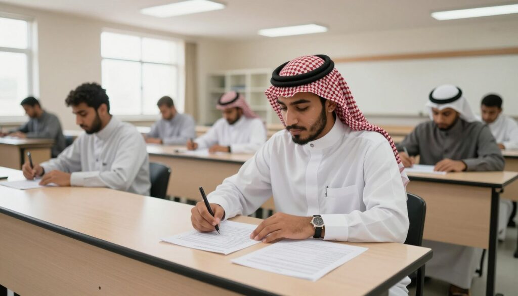 طالب يجيب على أسئلة الاختبار التحصيلي