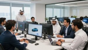 فريق عمل شركة توكيلات الجزيرة للسيارات في بيئة العمل