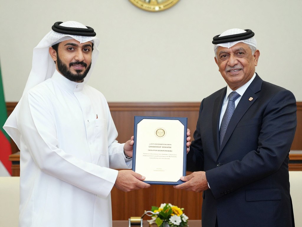 خريج يتلقى شهادة من برنامج تطوير الخريجين