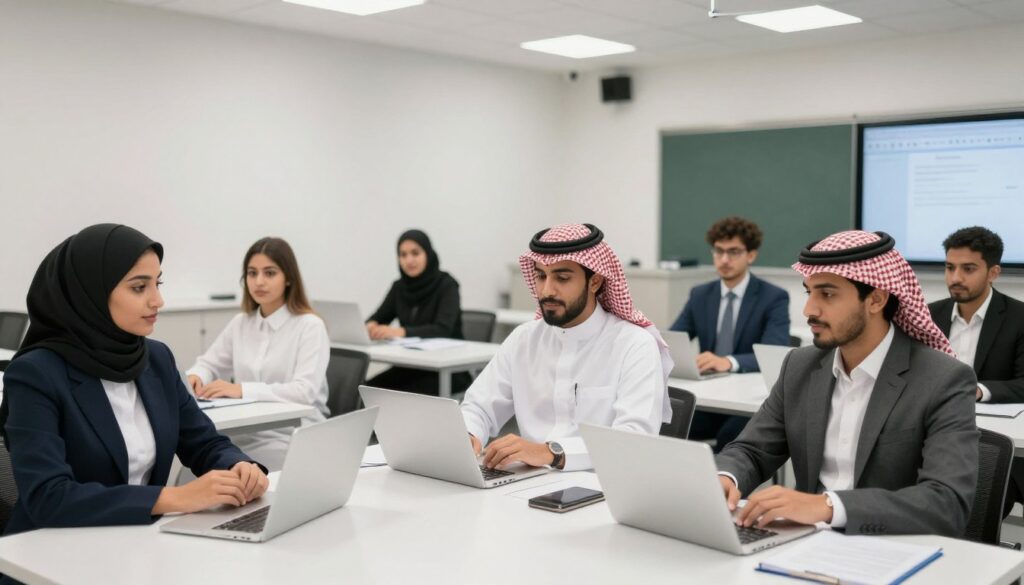 خريجون سعوديون في برنامج تطوير الخريجين يشاركون في جلسة تدريبية