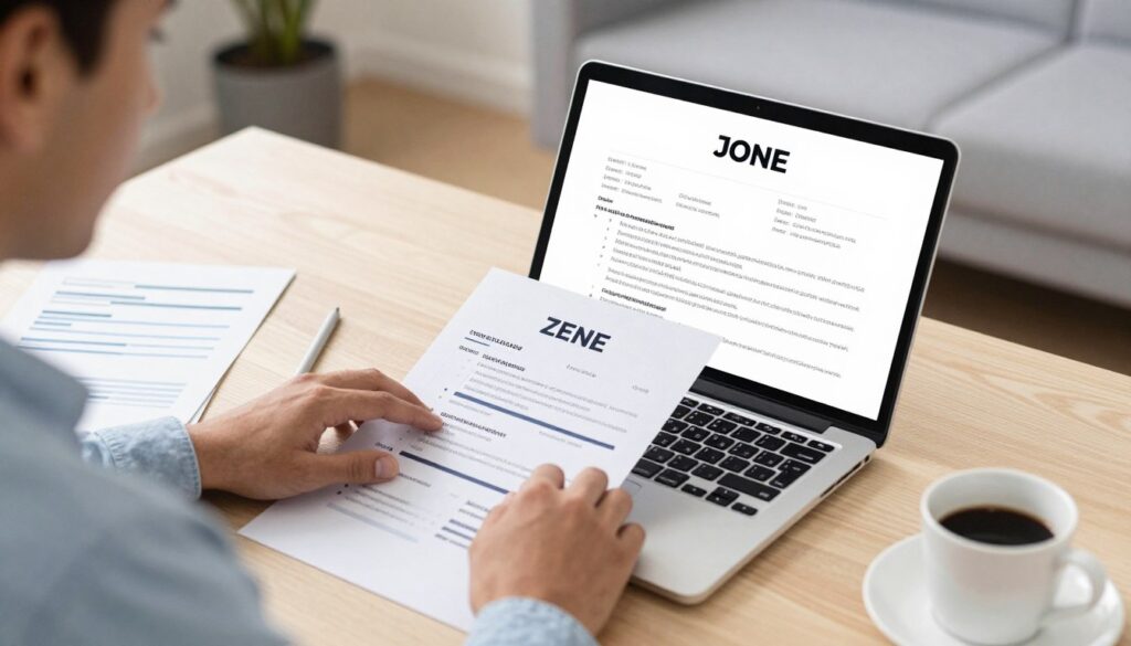 متقدم للوظيفة يقوم بإعداد سيرته الذاتية على جهاز الكمبيوتر