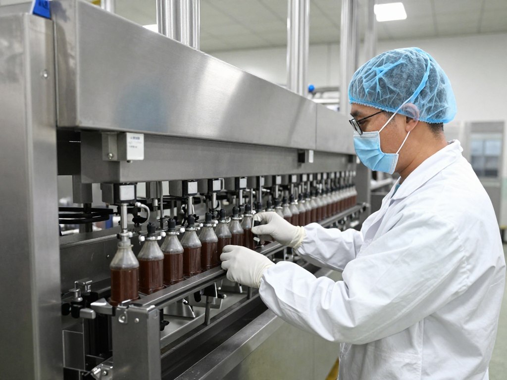 مشغل خط التعبئة يعمل على آلات التعبئة الحديثة في مصنع سدافكو