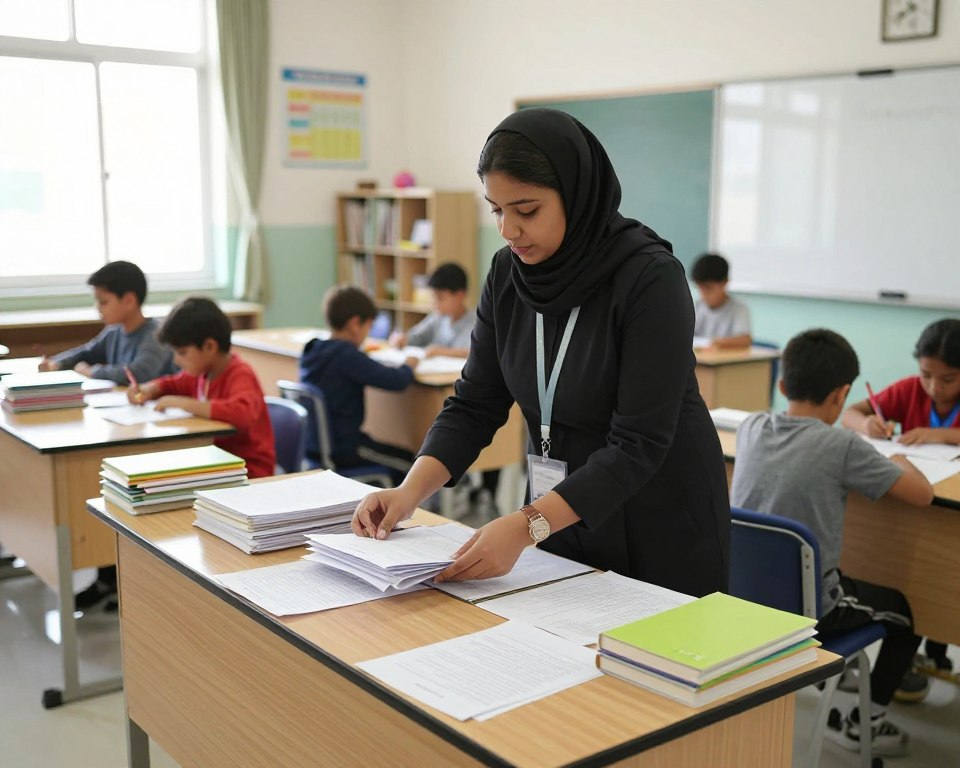 معلم مساعد ينفذ المهام اليومية داخل الفصل