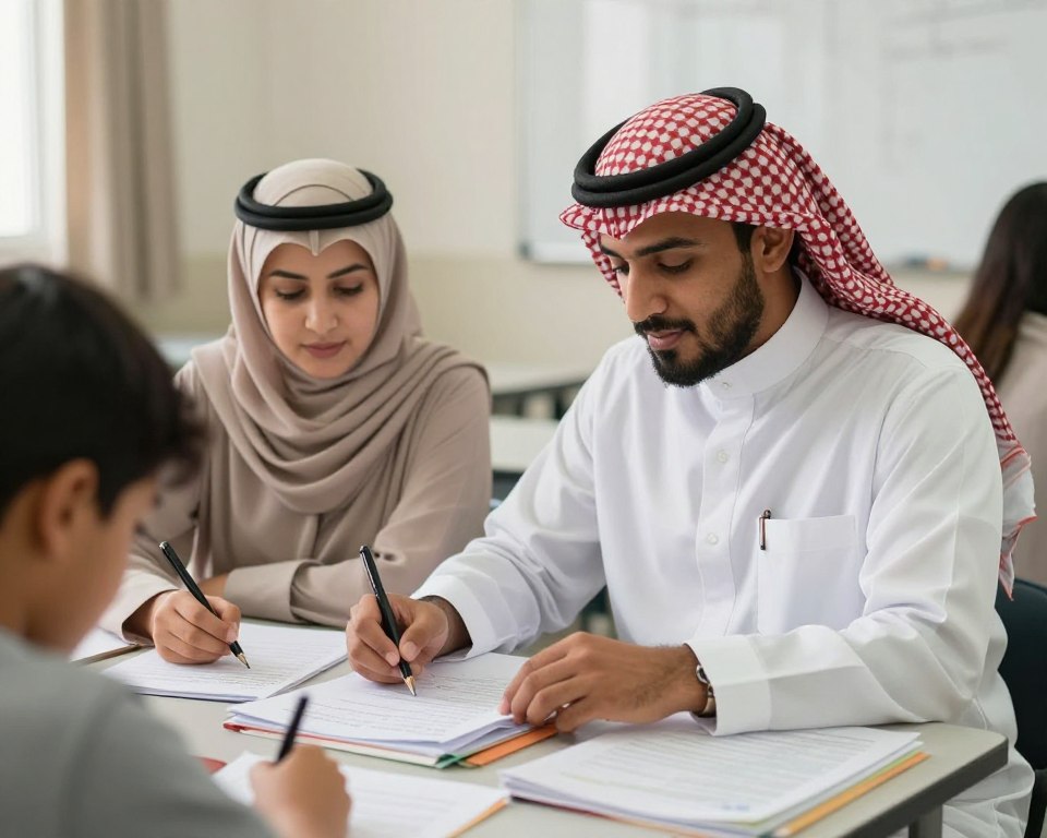 معلم ومساعد معلم يعملان معاً في المملكة